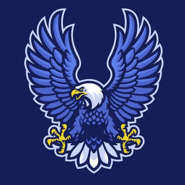 Vector illustration of mascot symbol of blue bald eagle