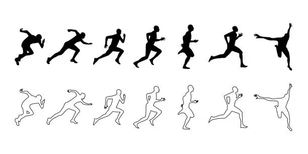 Vector illustration of Runner silhouette vector icon illustration material black and white