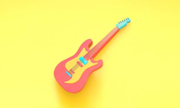 istock 3d rendering electric guitar on a yellow background 1326376779