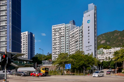 Kowloon Tong, Hong Kong - December 15, 2014. A group of student residential buildings at City University of Hong Kong.