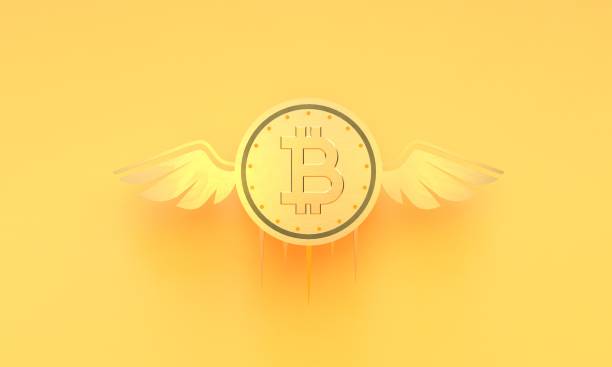 istock Golden bitcoin flying, Cryptocurrency finance 3d render 1326382258