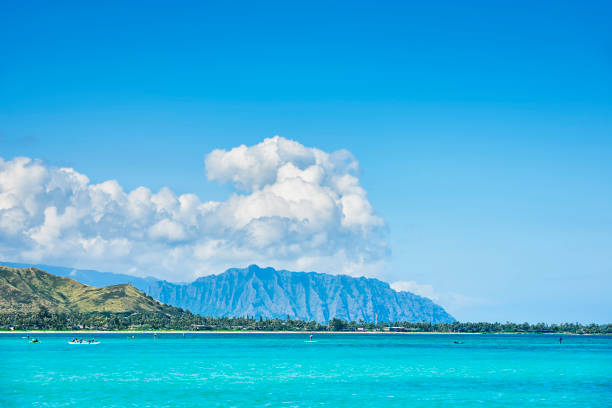 Kualoa ranch and Kanehe Bay in Oahu, Hawaii.