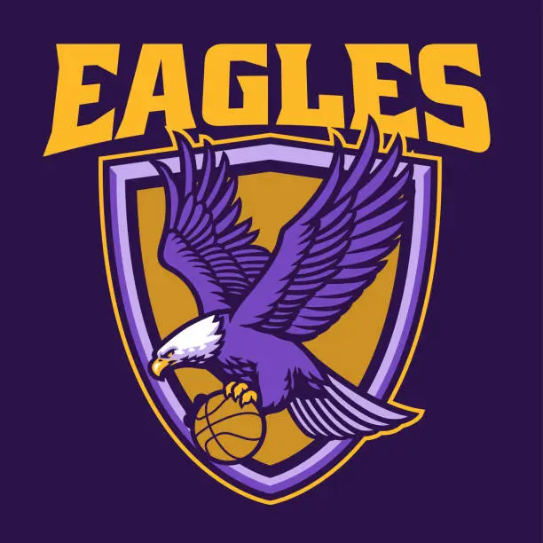 Vector illustration of eagle basketball team mascot