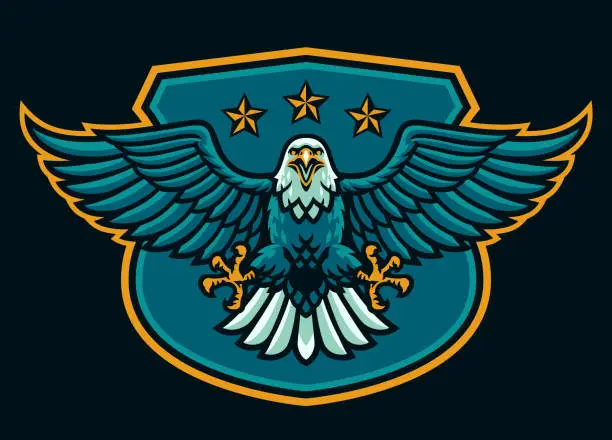Vector illustration of eagle mascot symbol on the shield