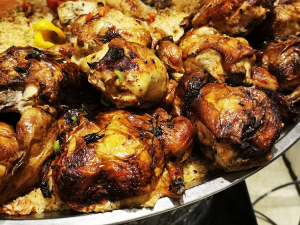small grilled chickens background