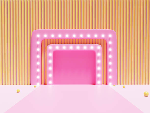 istock Abstract geometric podium background, mock-up, blank minimalistic empty showcase template, Modern art deco shop display, pastel colors. 3d render. 1326394913
