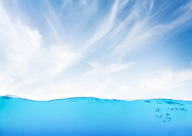 istock Waterline with sea underwater and blue sunny sky 1326395149