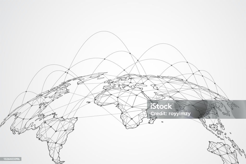 Global network connection. World map point and line composition concept of global business. Vector Illustration - Royalty-free Dünya Haritası Vector Art