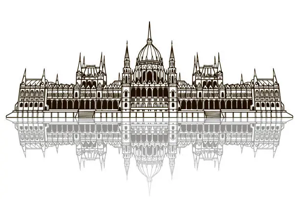 Vector illustration of Vector sketch of Hungarian Parliament Building. Budapest, Hungary.