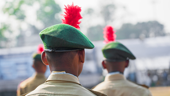 Jamshedpur, Jharkhand, India - January 26 2020: Portrait of Male Police Officer during Republic day parade