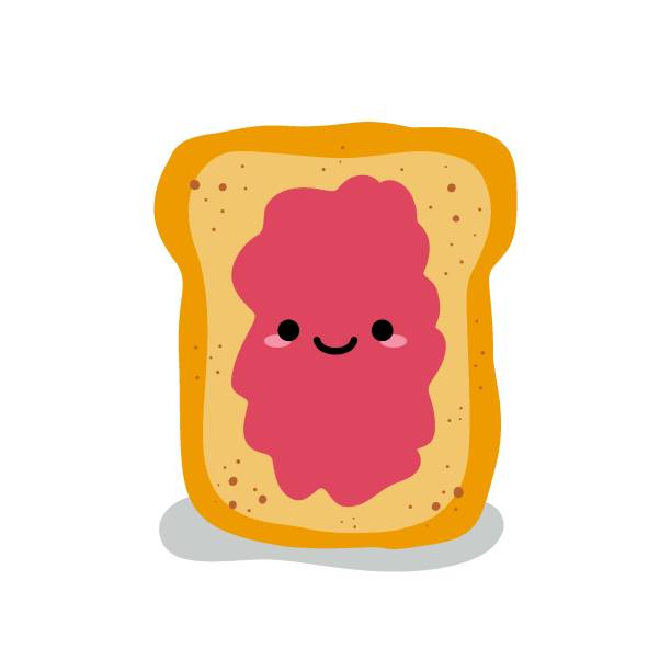 Jelly and peanut butter toast vector illustration in cute doodle style with antropomorphic faces. Peanut butter and Jelly jam on a toast vector illustration. Funny hand drawn cartoon cute characters. National Best Friends Day card . Smiling kawaii face. par stock illustrations