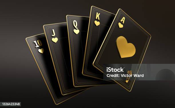 Casino Poker Backjack Baccarat Set Cards 3d Rendering Illustration Stock Photo - Download Image Now