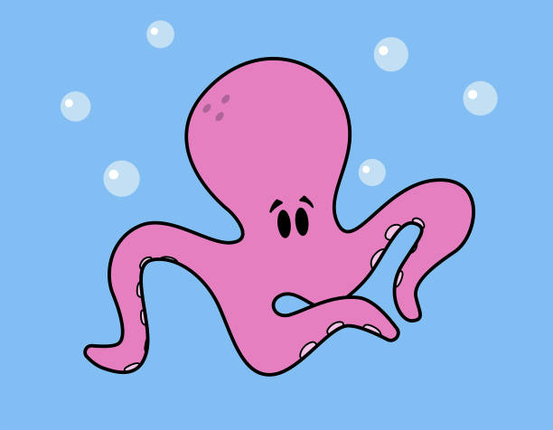 istock Cute octopus character under the water with bubbles around. Cartoon style vector illustration. 1326426349