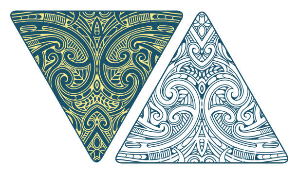 Maori style ornament with koru elements Ethnic triangle ornament in Maori style koru stock illustrations