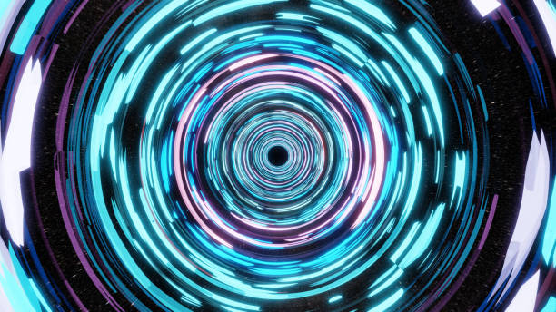 istock Abstract neon background. Glowing spiral with starfield 1326429301
