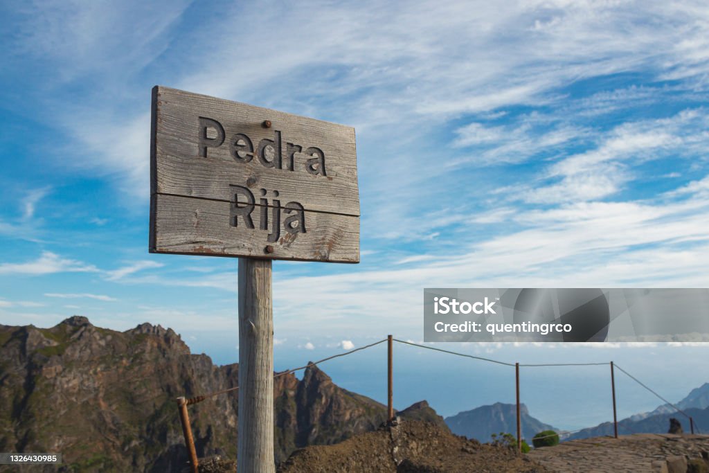 Sign for hiking in madeira Atlantic Islands Stock Photo