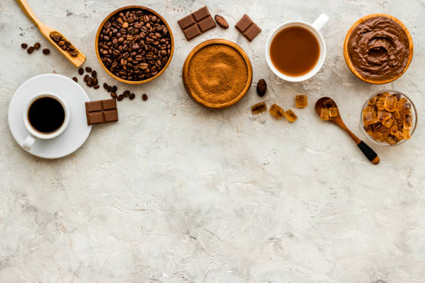 istock Coffee and cocoa beans and powder. Chocolate and coffee background 1326433002