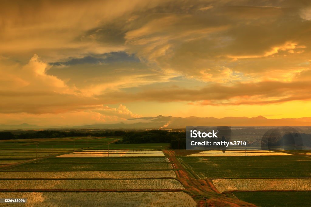 Ruins of the sunset Iwate Prefecture Stock Photo