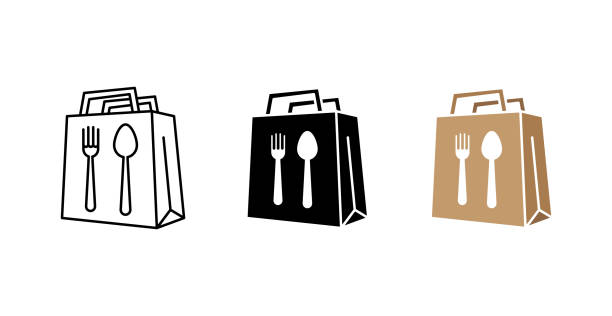illustrazioni stock, clip art, cartoni animati e icone di tendenza di icona di takeaway food - cibo da asporto