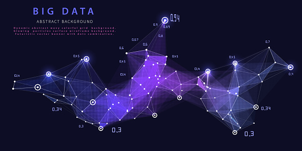 Abstract Analytical Background With Polygonal Grid Analyze Data On Blue ...
