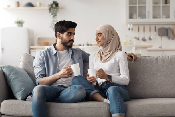 istock Breakfast together, coffee break, date at home and relax 1326443158