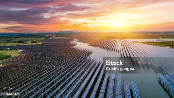 Outdoor Photovoltaic Power Generation Scene Stock Photo - Download Image Now - Solar Panel, Renewable Energy, Solar Energy