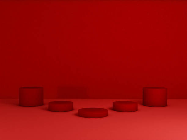 istock Scene with red color podium for mock up presentation in minimalism style with copy space, 3d render abstract background design 1326445075