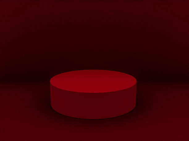 istock Scene with red color podium for mock up presentation in minimalism style with copy space, 3d render abstract background design 1326445083