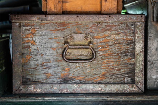 istock An ancient wooden crate box which is use for contained military item. 1326448370
