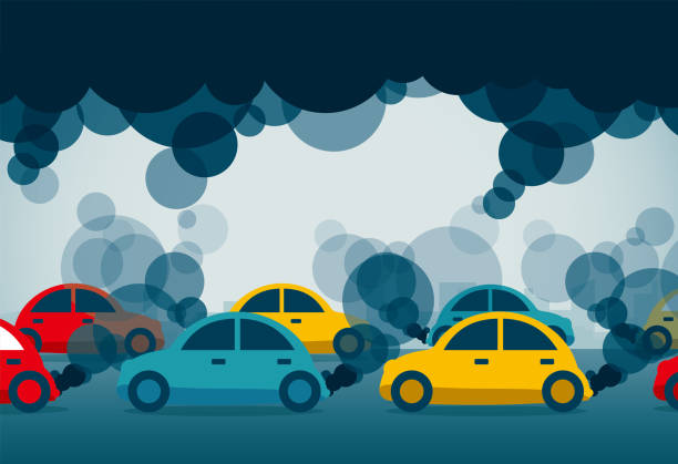 ilustraciones, imágenes clip art, dibujos animados e iconos de stock de contaminación atmosférica - traffic jam illustrations