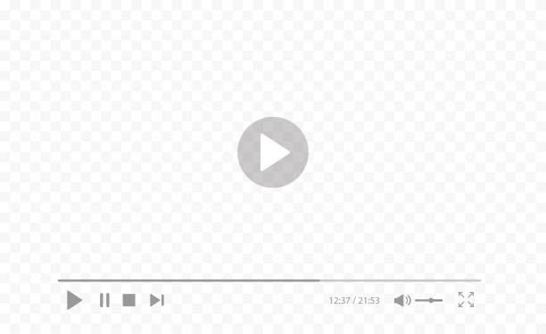 ilustrações de stock, clip art, desenhos animados e ícones de play video sign isolated on transparent background. video player interface. vector illustration. - cinema