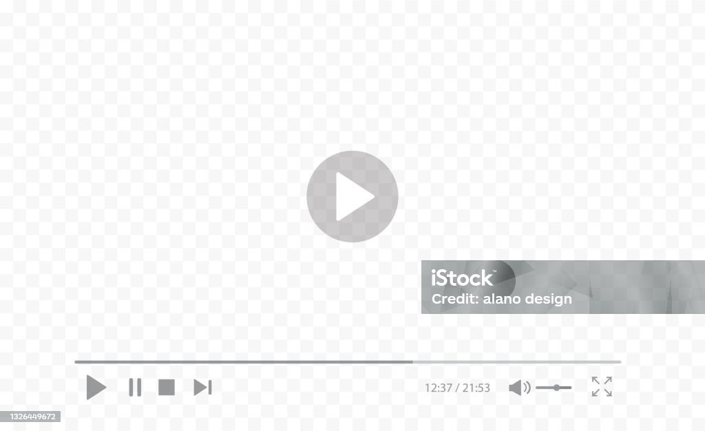 Play video sign isolated on transparent background. Video player interface. Vector illustration. VCR stock vector