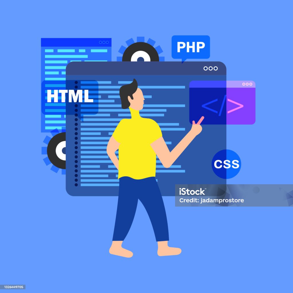 Coding And Website Development Vector Concept Stock Illustration ...