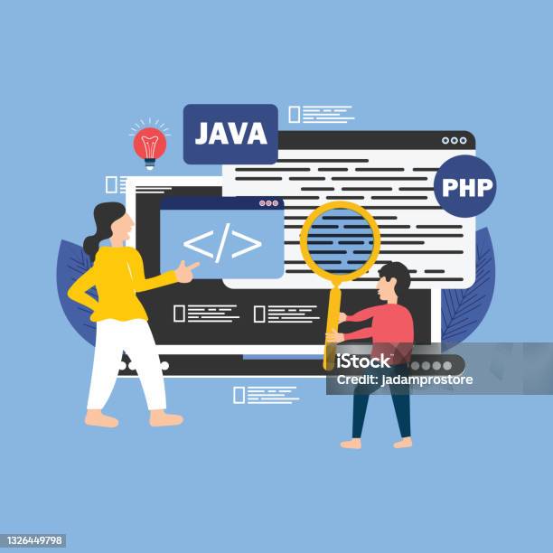 Kode Java Di Layar Laptop Pemrograman Dan Konsep Vektor Pengkodean ...