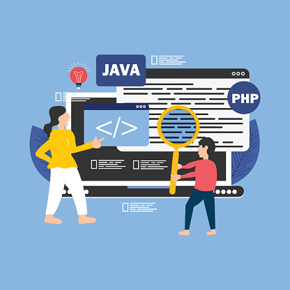 Java Code On Laptop Screen Programming And Coding Vector Concept Stock ...