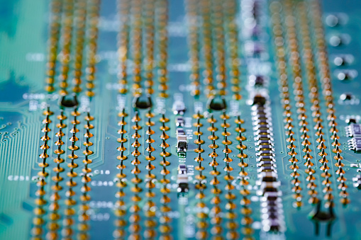 Complex Electronic Circuits And Components Of A Computer Stock Photo ...