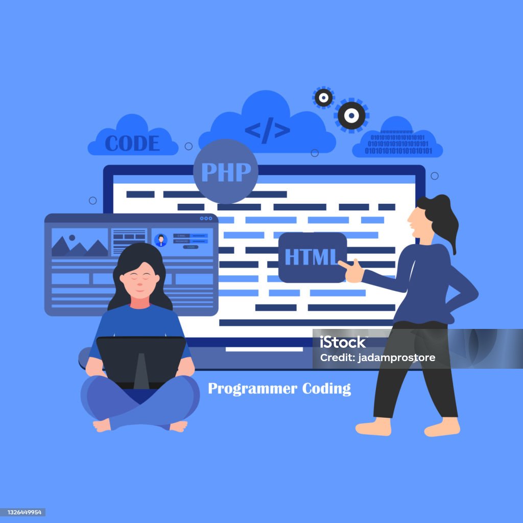 Programmer Coding Concept Stock Illustration - Download Image Now ...
