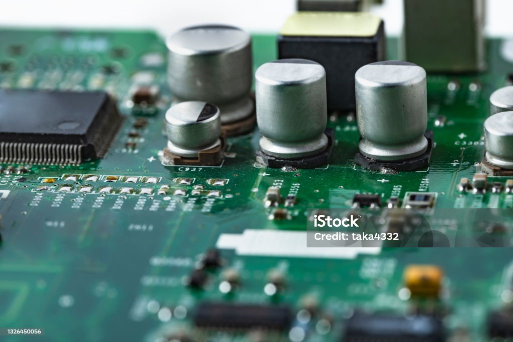 Complex Electronic Circuits And Components Of A Computer Stock Photo ...