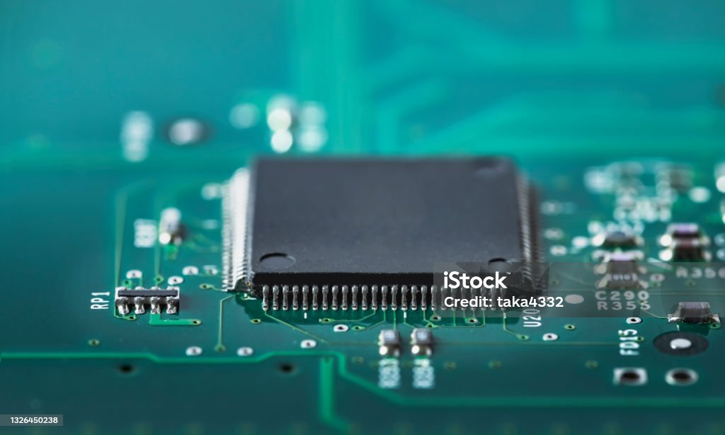 Complex Electronic Circuits And Components Of A Computer Stock Photo ...