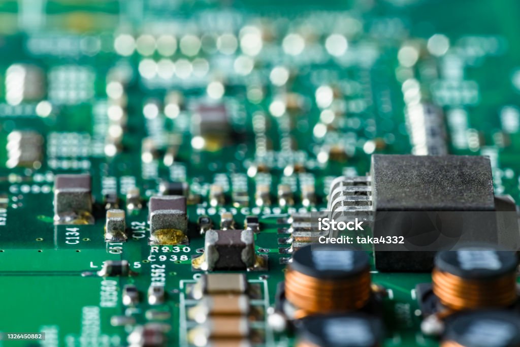 Complex Electronic Circuits And Components Of A Computer Stock Photo ...