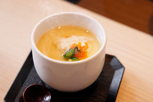 Steamed egg that looks delicious in a white bowl