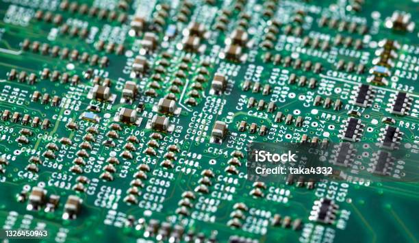 Complex Electronic Circuits And Components Of A Computer Stock Photo ...