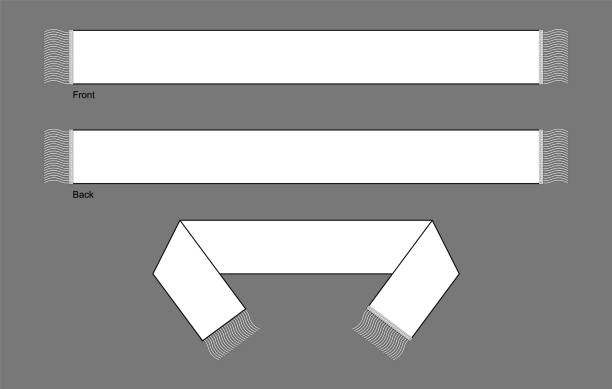 flache leere weiße fußball-fans schal vorlage vektor auf grauen hintergrund - scarf stock-grafiken, -clipart, -cartoons und -symbole