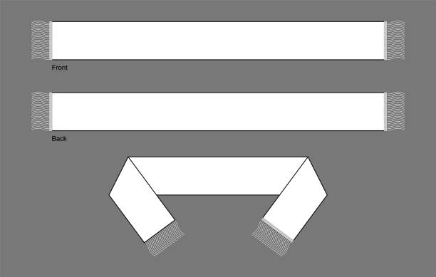 Flat Blank White Football Fans Scarf Template Vector On Gray Background Front and Back View. folded sweater stock illustrations