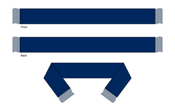 illustrations, cliparts, dessins animés et icônes de flat blank navy blue football fans scarf template vector sur fond blanc - scarf