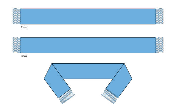 flache leere licht blau fußball fans schal vorlage vektor auf weißem hintergrund - scarf stock-grafiken, -clipart, -cartoons und -symbole