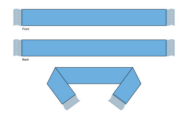 flat blank light blue fani piłki nożnej szalik szablon wektor na białym tle - scarf stock illustrations