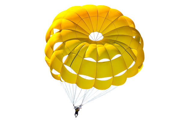 Yellow parachute on a white background. 