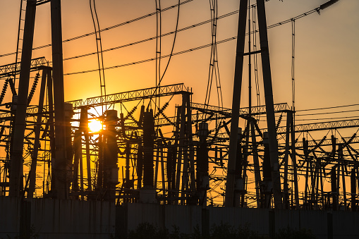 Electric Substation at sunset