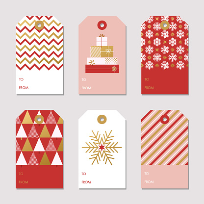 Collection of Christmas and New Year gift tags. Stock illustration
